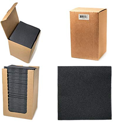 Alvotex Chic Airlaid Lot de 100 Serviettes de Table jetables Aspect Tissu Noir 20 x 20 cm