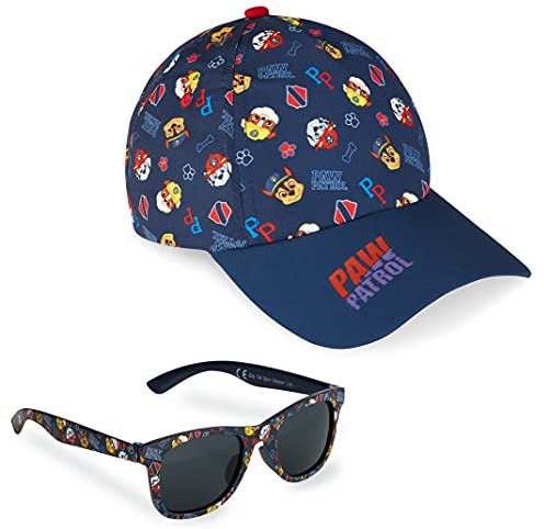 PAW PATROL Sonnenhut für Kinder - Baseball Cap und Sonnenbrille Set mit UV-Schutz, Kappe für Jungen ab 3 Jahren (Marineblau)