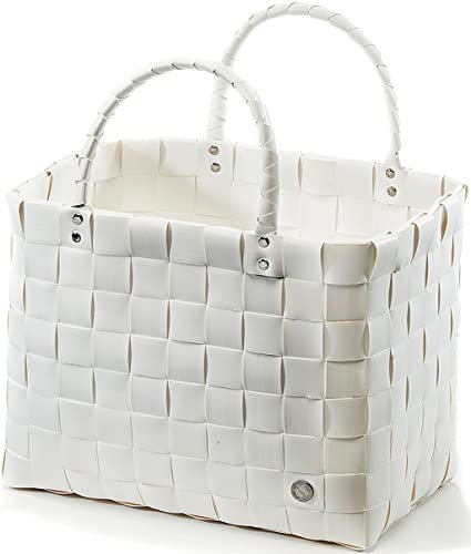 Kobolo Tasche Einkaufskorb geflochten Kunststoff Shopper - White XXL - 36x22x28 cm