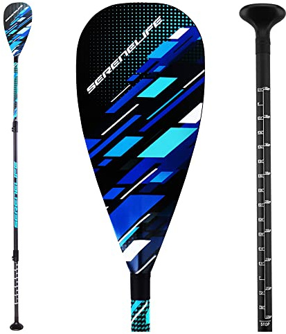 SereneLife Stand Up Paddle Board Carbon Fiber Adjustable Paddle - 3-Shaft Adjustable Water Paddle Oar for SereneLife Inflatable Stand Up Paddleboard