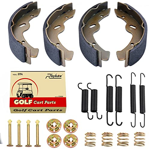 Roykaw EZGO Brake Shoes Pads and Spring Kit Compatible with1996-Up TXT/ST350/Workhorse and Yamaha 1993-Up G14, G16, G19-G22 Golf Cart Models Replaces # 27943G01, 70794G01, 70795G01