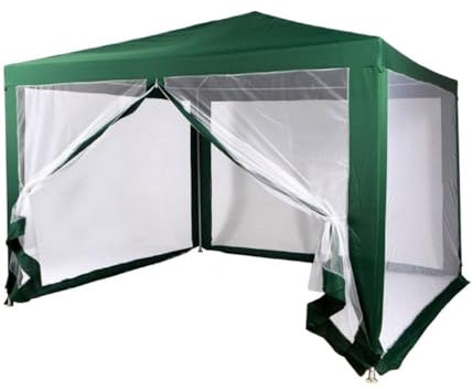 OISE ART STORE Trade Shop - Gazebo 2,4 X 3 X 2,50 Mt Tendone Giardino Telo Verde Impermeabile con Zanzariera