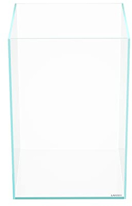 LANDEN Tall Tank, Rimless Low Iron Tank 10GAL 11.8 L × 11.8 W × 17.7 H (30X30X45) cm Small Aquascape Fish Tank, Vertical Aquascape Tank, Black Leveling Mat Included