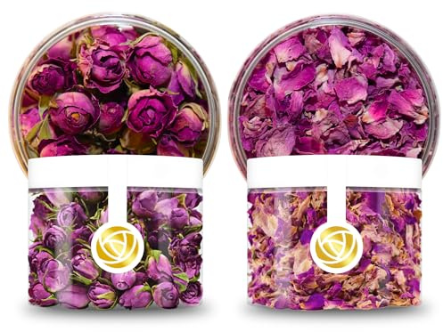 Essbare Damaszener Rosenblüten/-blätter (Set) 20g/10g getrocknete Damaszener Rosen Deko für Hochzeiten, Tortendeko I 100% natürlich und perfekt zum dekorieren I geschmacksintensiv & geruchsintensiv