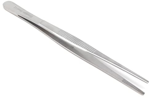 A2Z SCILAB Cooking/Plating Tweezer Tongs, Stainless Steel, Silver, Ergonomic, Non-slip Grip, 8 Inch, Food-tongs