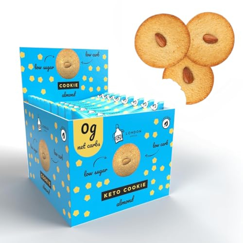 London Apron 12 Soft Baked Almond Keto Cookies – Keto Snacks | 0g Net Carbs, Low Carb Sugar Free Biscuits, Individually Wrapped, Made in UK