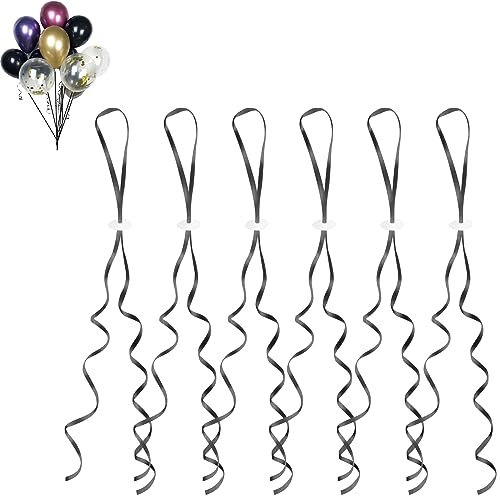 GoldRock Chiusure per palloncini a elio con corda, 50 pezzi, colore nero, chiusura per palloncini, corde per palloncini, spago per palloncini da appendere per feste di matrimonio, compleanno, festa