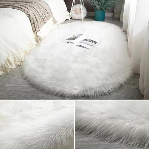 Soft and Fluffy Luxury Rug, Sheepskin Rug, Plush Decorative Rug for Christmas Decoration, Fluffy Living Room Rug, Washable Fluffy Rug for Juniors Room Decoration, Lambskin Carpet