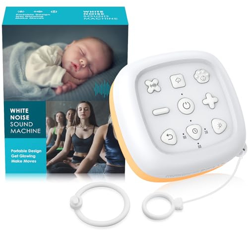 eSynic White Noise Machine Baby Portable White Noise Machine for Adults Rechargeable 30 Soothing Baby Sounds Machine for Sleeping Travel with 7 Color Lights Enhance Sleep Quality