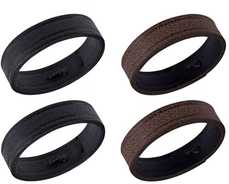 ANNEFIT Soporte para Correa de Reloj, 4pcs Retenedor de Correa de Reloj de Cuero para Correas 22mm (Negro+Marrón Oscuro)