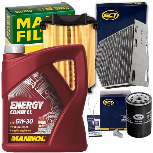 Filterset+Mannol 5W30 Öl 1.6+2.0 | SM111+SAK166+C14130+1113800100+Mn+Mannol 5W30 für 1T Pasat Golf 5 6 A3 8P