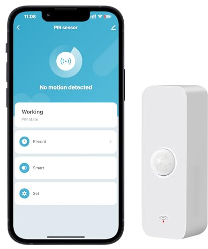 PHOVOLT WiFi PIR Motion Sensor, Wireless Motion Detector, Infrared Movement Sensor Alarm, Smart Home Presence Sensor with Notification Alerts and Records, Works with Alexa, Google Assistant (1 Pack)