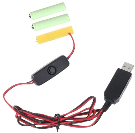 NUEAYMS USB-Stromwandler, 3 x 1,5 V Batterie-Eliminatoren auf 4,5 V AAA LR03 Batterie-Eliminatoren, ersetzt 3 Batterien, Netzadapter für LED-Licht