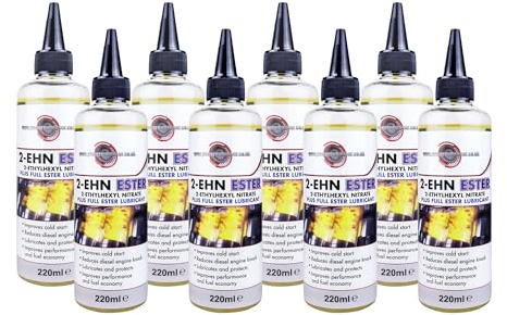 Powerenhancer 2-EHN Cetane Booster with Ester Lubricant - 8 x 220ml | Premium Double Filtered Pure 2-EHN Diesel Additive - Improves Cold Start, Reduces Knock & Improves Performance