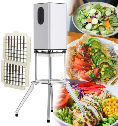 forplubossmmp Picadora Comercial De Patatas Fritas/Cortadora Eléctrica De Verduras/Acero Inoxidable/Rallador Eléctrico Cortador De Patatas/Cortador De Patatas para Cebolla, Zanahorias(2 Cuchillas)