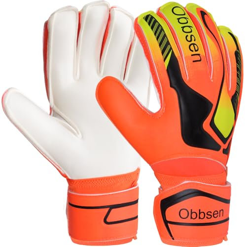 Torwarthandschuhe mit Fingersave, Junior Unisex Fußball Torwarthandschuhe Super-Grip mit Dicker Latex, Extreme Starke Kontrolle Torwarthandschuhe für Kinder, Erwachsene und Jugendliche