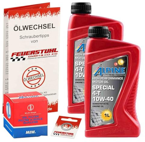 Öl & Ölfilter für Honda VT 125 C/C2 Shadow, 1999-2000 (JC29), Ölwechsel Set, Alpine 10W-40 Motoröl + MiW Filter + Dichtring(e)
