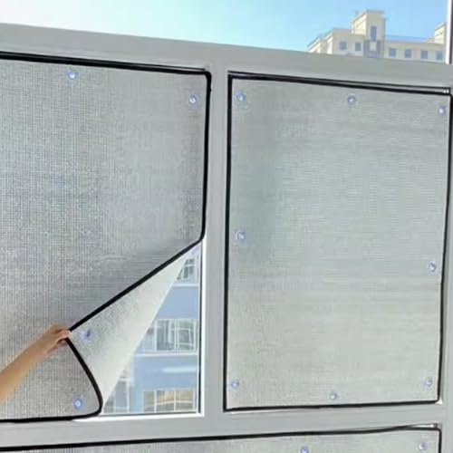 KDDFN Sichtschutz Spiegelfolie,Aluminisierte Isolierfolie Dämmfolie,100% Verdunkelnde Sonnenschutzfolie,Wärmeschutzfolie,Anti-UV Folie,für Zuhause und das Büro,mit Saugnapf (40x160cm/16 x63)