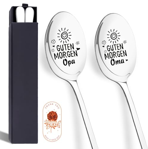 2 Edelstahl Kaffeelöffel mit Gravur, Geschenk für Oma & Opa, Großeltern