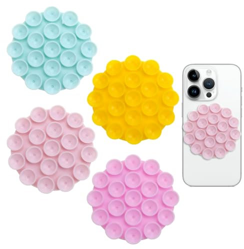 SHPUJUN 4 Stück Octobuddy Saugnapf Handy Kleber Rückseite Saugnapf Handyhülle,Handy Saugnapf Halterung,Saugnäpfe Handy Noppen Handyhülle,Silikon Saugnapf Handyhülle,Handy Noppen Halter Rückseite