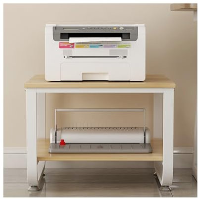 YFAURNDE Druckerständer,Druckerhalter,2-Ebene Druckertisch,Druckerständer Schreibtisch,Kann im Wohnzimmer, Schlafzimmer, Arbeitszimmer, Büro platziert Werden(Light Walnut,50cm/19.7in)