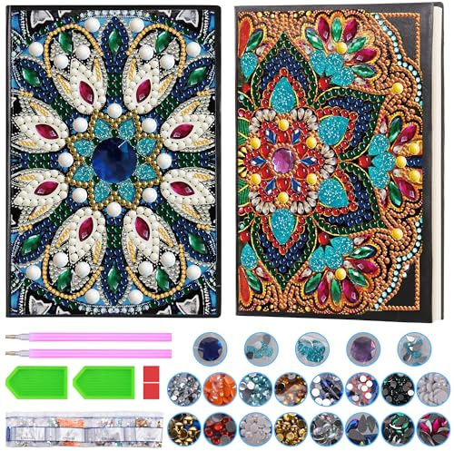 MICHIHOMIE 2 Pezzi Fai da Te per Ragazze 6 7 8 9 10 Anni, Regali per Ragazze 5-12 Anni, Diamond Painting per Bambini A5 Quaderno, Set Fai da Te per Ragazze Giocattolo 7-12 Anni Mandalas Regalo di