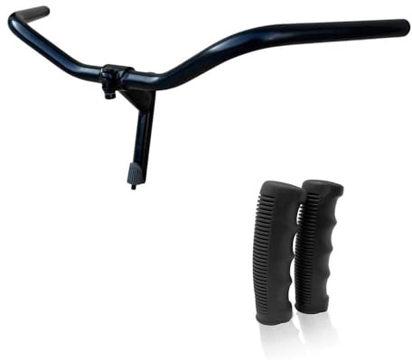 Manubrio Bici in Acciaio Nero 600 mm per City Bike + Coppia Manopole Nere – Compatibile con Biciclette 24” 26” 28” – Piega Manubrio Robusto per Bici Uomo Donna City Bike