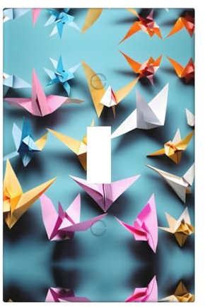 Cubiertas de salida con impresión de grúas de papel de origami, 1 placa de pared de tamaño estándar, cubiertas de placas frontales de policarbonato de doble salida