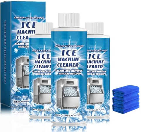 Eismaschinenreiniger und Entkalker 100ml, Eiswürfelmaschine Reiniger mit Waschlappen, Eismaschine Reiniger, Verlängern Sie die Lebensdauer Ihrer Eismaschine (3)