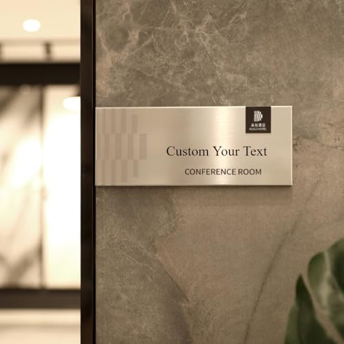 Targhetta personalizzata per porta dell'ufficio in acciaio inox, targhetta personalizzata per parete o porta, targhetta con nome per sala da lavoro, targa in metallo incisa per uso interno