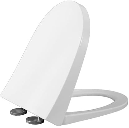 Tapa WC Universal, 37 * 47cm Asiento Para Inodoro, Tapadera Wc Universal En Forma De D/U, Cierre Suave Lento, Bisagras Ajustables, Desmontaje Rápido, Fácil De Limpiar