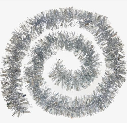 Christmas Party Decoration Tinsel Garland : 10M Silver Metallic Xmas Tinsel for Xmas Tree Wreath Decoration