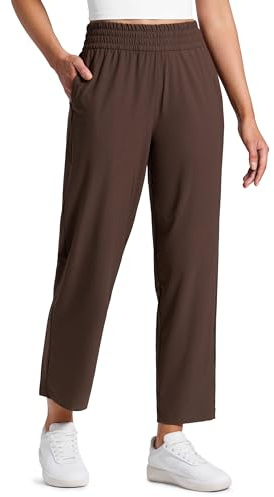 CRZ YOGA Drapey Tapered Ankle Pants 27 Hot Fudge Brown Medium | Lightweight, Travel, Flowy, 7/8 Length, Pockets, for Women