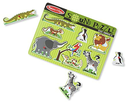 Melissa & Doug 10727 Zoo Animals Sound Puzzle, For 2 Year Olds, Assorted Colours Lime Green