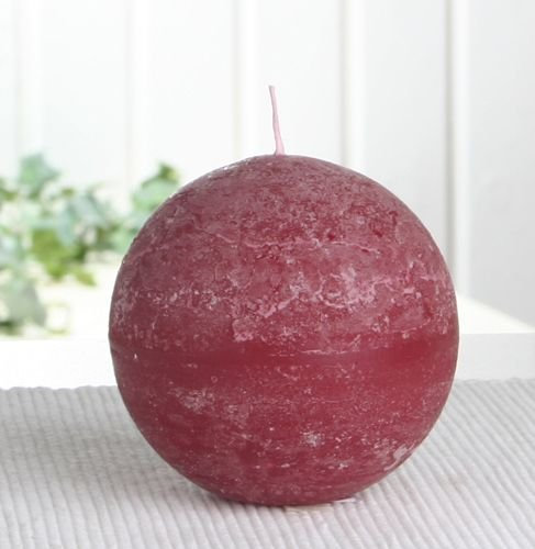Rustik-Kugelkerze, 8 cm Ø, rubinrot-Bordeaux