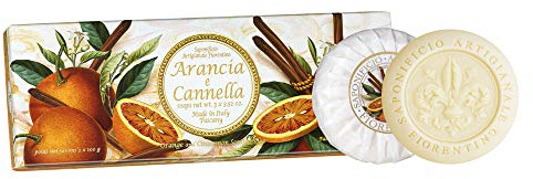 Saponificio Artigianale Fiorentino, Pflanzenseife Orangen- und Zimtduft 3er Pack 3 x 100 Gramm