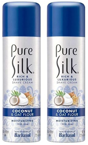 Pure Silk Shave Cream Coconut And Oat Flour Extract 7.25 Ounce (Pack of 2)