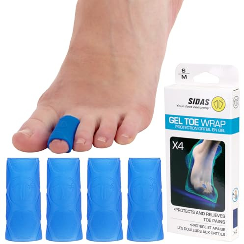 Sidas Lot de 4 tubes orteils en gel, protections orteils, longueur ajustable, lavables et réutilisables, protègent des ampoules et des chocs