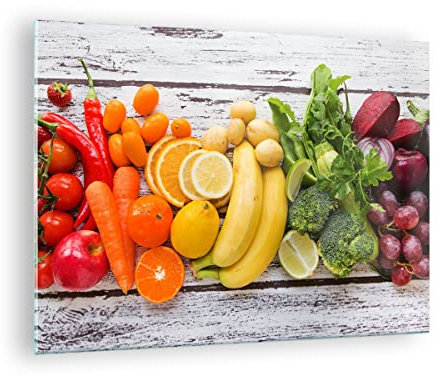 Vidrios decorativos Comida vegetales comer fresco Cuadro Sobre Vidrio Moderno 70x50cm Decoracion Salon Dormitorio Cocina Cuadros Pared Impresiones Impresión en Cristal Wall Art Prints GAA70x50-2888