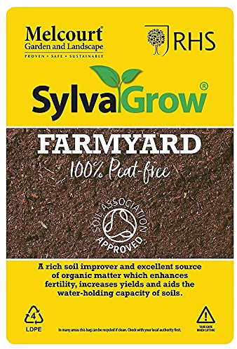 F&G Supplies 50 Litre sack of Melcourt Sylvagrow Farmyard RHS endorsed peat free soil improver - ideal for improving soil structure, fertility, suppressing weeds and as a mulch