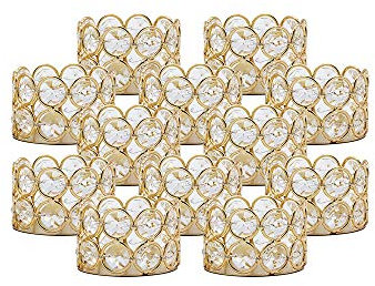 VINCIGANT Teelichthalter Gold Kristall, Metall Kerzenhalter Halter 12er Set //Weihnachtsdeko, Wohnzimmer, Dekoration Hochzeit Tisch