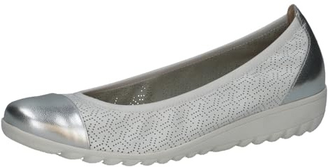 CAPRICE Damen Ballerinas aus Leder Runde Spitze, Weiß (White Comb), 39 EU