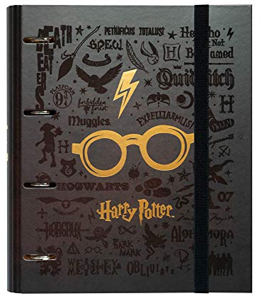 Grupo Erik Carpeta Anillas A4 Harry Potter - Archivador 4 Anillas de Tapa Dura y Banda Elastica | Harry Potter Regalos, Archivadores Escolares para Niños y Niñas
