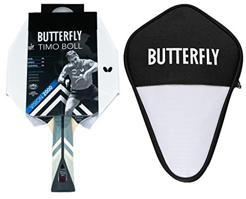 Butterfly® Timo Boll Vision 2000 Tischtennisschläger | Tischtennis Racket Bat TT Profi Wettkampfschläger technisch fortgeschrittene Spieler | ITTF zertifizierter Wakaba Belag | Griffform