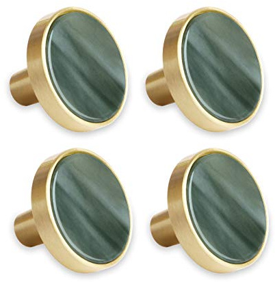 4 Stück Kommodenknöpfe Messing Schrankknöpfe Dekorative Schubladenknöpfe Möbelknöpfe Kleiderhaken Moderne Knöpfe Türgriffe Möbelgriff für Schrank Schublade Küche, 27mm (Grün)
