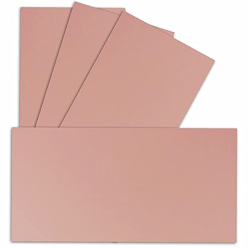 25 Einzel-Karten DIN Lang - 9,9 x 21 cm - 240 g/m² - Altrosa - Bastelpapier - Tonkarton - Ideal zum bedrucken für Grußkarten und Einladungen