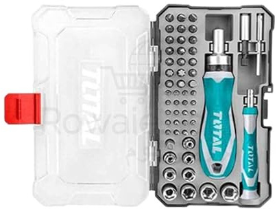 TOTAL - Destornillador Multipuntas | Juego de 41 Puntas y 9 Vasos | Ideal Para Apretar o Aflojar Diferentes Tipos de Tornillos | Mango con Función Carraca