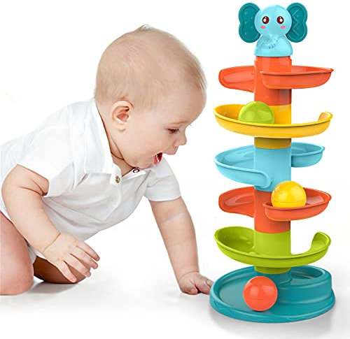 Baby Toy 9-18 Months, Ball Drop and Roll Ramp Toys for 1 Year Old Boys Girls, Sensory Toy for Babies 12 Months, Baby Ball Tower Roll ball Game, 1st Birthday Gifts for Babies Easter Gifts