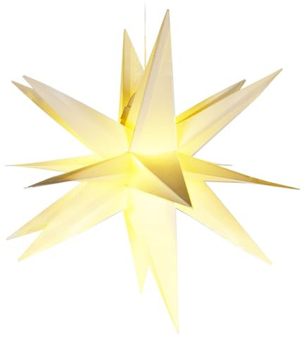 com-four® Estrella LED - Estrella de Navidad con función de Temporizador - Estrella LED como iluminación Decorativa para Navidad - Decoración navideña con Pilas (1 Pieza - Blanco)