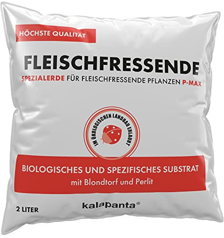 Kalapanta Terriccio Piante Carnivore, 2 Litri - Biologico, Miscela Professionale di Torba Bionda Acida, Neutra e Perlite Espansa, Adatto a tutte le specie di Piante Carnivore